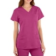thumbnail image 3 of Scrubs for Women – Ultra Soft 4-Way Stretch V-Neck Top with Convenient Pockets, Easy Care Fabric Hot Pink S, 3 of 4