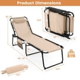 thumbnail image 3 of Resenkos Outdoor Chaise Lounge Chair, Foldable Recline Lounge Chair with Adjustable Backrest and Footrest-Beige, Portable Recliner for Lawn Garden Beach Yard, 3 of 6