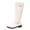 White Boots for Women, variant on hopeusnice Double Buckle Low Heel Knee High Boot Round Toe Side Zipper Closure Riding Style Boot Khaki 36