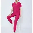 thumbnail image 5 of MLQIDK Women Scrubs Sets Plus Size Nursing Uniforms Stretchy V-Neck Scrub Pants and Tops Medical Scrubs Scrub Set with Pockets Hot Pink XL, 5 of 7