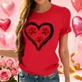 thumbnail image 2 of Stamzod Graphic Tees for Women Summer Love Heart Printed Short Sleeve Tee Shirts Womens Casual Plus Size Tops Red-5 M, 2 of 5