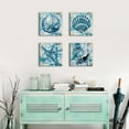 thumbnail image 2 of Coastal Wall Art Vintage Starfish Seashell Pictures Wall Decor Beach Bathroom Teal Sea Conch Shells Canvas Posters Rustic Nautical Ocean Artworks for Living Room Bedroom Home Decorations 12x12" 4 Pcs, 2 of 6