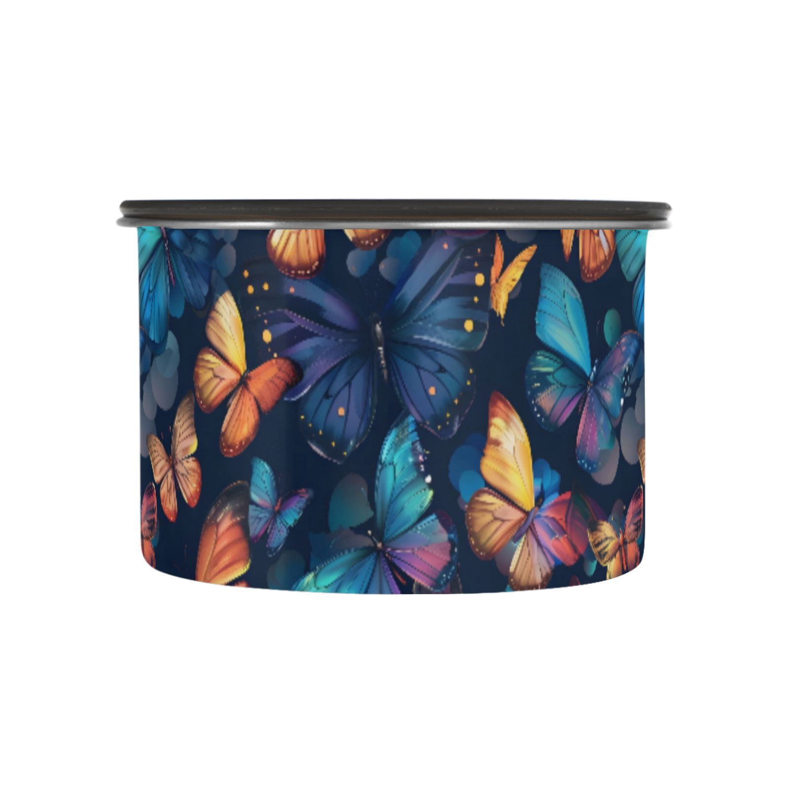 Butterflies Colorful Airtight Coffee Bean Canister 30oz Food Storage Containers with Lids For Gournd, Tea, Sugar, Flour, Rice, Cereal, Candy Cookie Jar