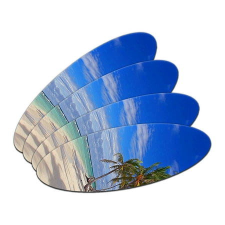 Tropical Beach - Island Sky Clouds Vacation Oval Nail File Emery Board 4 (Best Makeup For Beach Vacation)