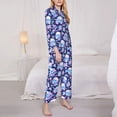thumbnail image 3 of Lsque crystal Skull flower leaf Pattern Long Sleeve Pajama Set for Women - Soft 2-Piece Sleepwear and Loungewear Set with Pockets, Comfy Nightwear-Small, 3 of 7