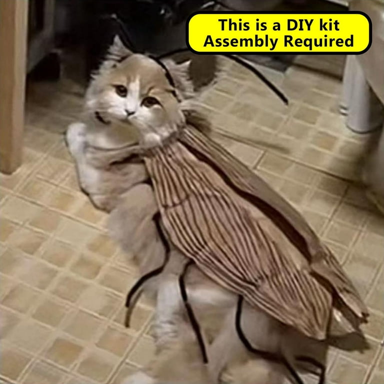Cat Cockroach Clothing DIY Kit, Funny Kitten Cape Craft Set, Kitten Costume Accessories with Roach Wings and Antenna, Cosplay Halloween Party Decoration for Cat and Small Dog (1 Set)