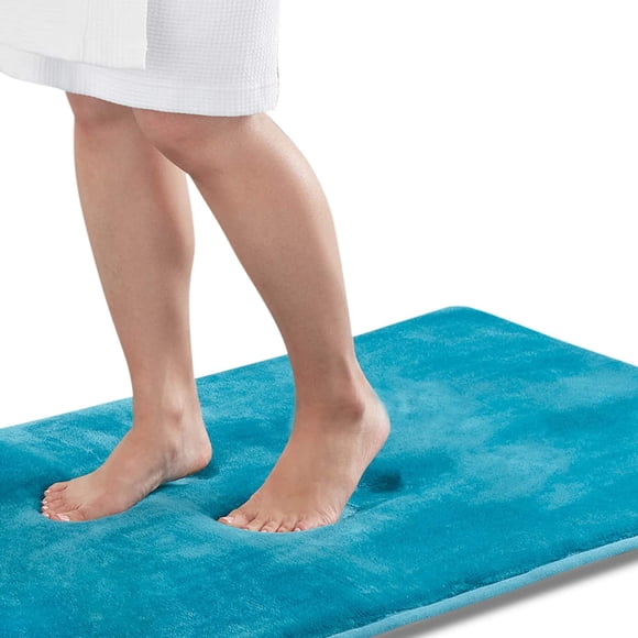 Genteele Memory Foam Bath Mat Non Slip Absorbent Super Cozy Velvet Bathroom Rug Carpet (17 inches X 24 inches, Caribbean Sea)