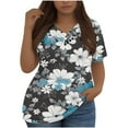 thumbnail image 1 of Mujeres Tops Casual Manga Corta V-Cuello Botón Decoración Plisado Blusa para Más Tamaño L-5xl, 1 of 3