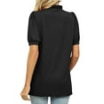 thumbnail image 5 of HUBERY Women Ruffle V Neck Puff Short Sleeve Solid Color Top, 5 of 7
