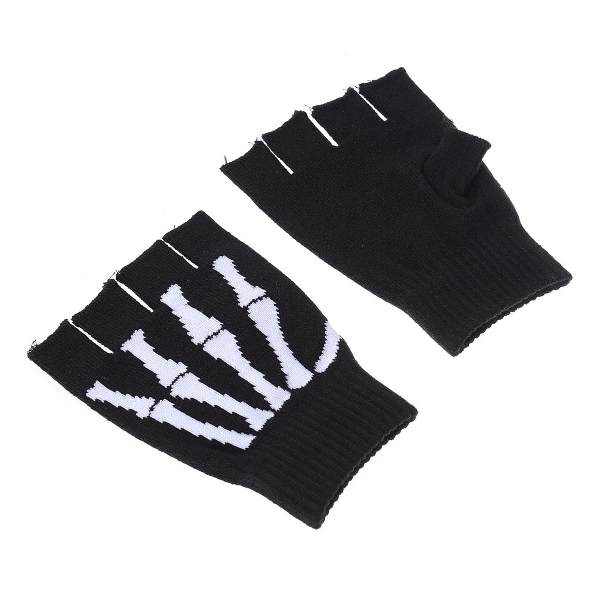 Unisex Finger Skeleton Pattern Knit Gloves Skull Bone Gloves