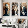 thumbnail image 1 of Designart "Futuristic Fashion Sci-Fi Woman Portrait II" Surrealism Framed Wall Art Set Of 3 - Blue Transitional Frame Canvas Set For Living Room Decor, 1 of 6