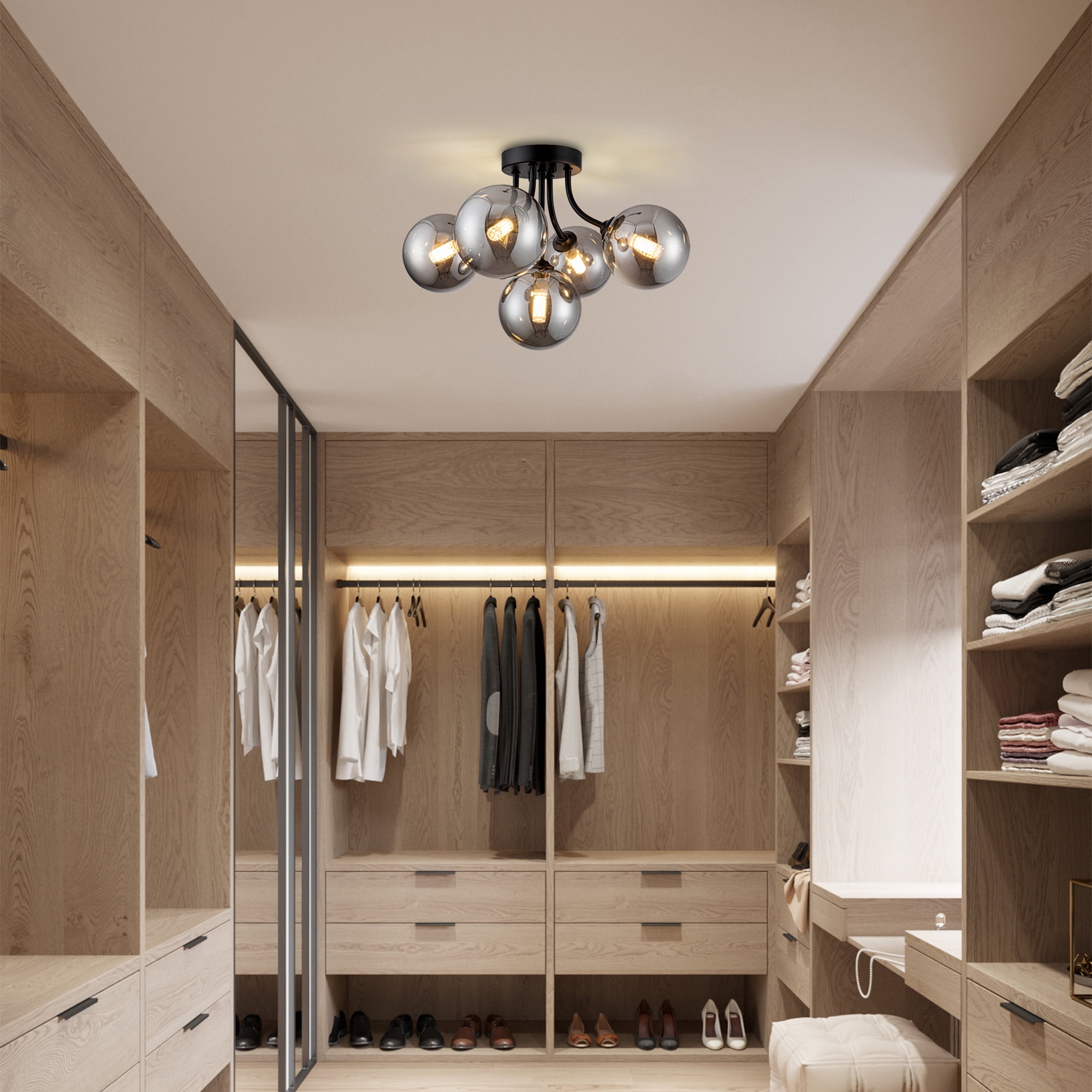 Uznhty Sputnik Ceiling Light Fixture with Sputnik Glass
