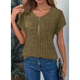 thumbnail image 4 of Plus Size Womens Tops 1/4 Zip Up Short Sleeve Tunics Military Green L, 4 of 6