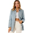 thumbnail image 1 of Chaqueta Vaquera Holgada De Manga Larga Con Lazo En La Cintura Informal Para Mujer Azul claro S, 1 of 6