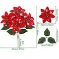 thumbnail image 2 of Artificial Poinsettia Bouquet 4 Heads, Velvet Poinsettia Bush Christmas Flowers for Porch Home Garden Indoor Outdoor Xmas Decorations, 1 Pcs, 12.99x7.87", 2 of 7