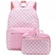 thumbnail image 1 of Mochila infantil Octsky rosa y blanca de 44 x 30 x 15 cm con lonchera, 1 of 4