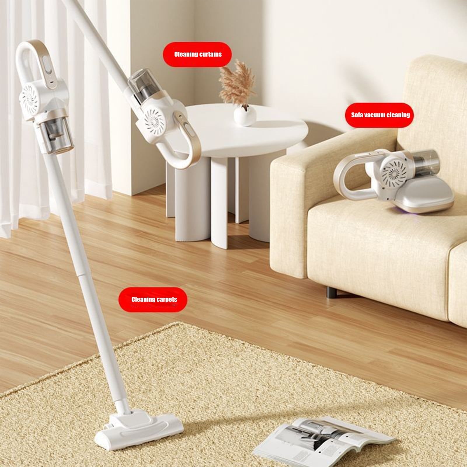 RBCKVXZ Cordless Vacuum Cleaner Rechargeable with 2000mAh Battery, 11000Pa Detachable Vacuum with Filter, Lightweight Portable Handheld Stick Vacuum for Carpet, Hard Floor, Pet Hair, White