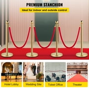 VEVORbrand Gold Stanchion Posts Queue 4pcs , 38 inch Red Velvet Rope, Crowd Control Barriers Queue Line Rope, Barriers for Party Supplies