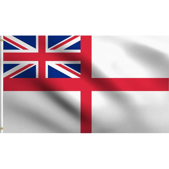 DMSE Drapeau Royal Britannique Marine Blanc Historique 3X5 Pieds 100 % Polyester 100D Résistant aux UV (3 Pieds X 5 Pieds Pieds)