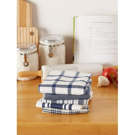 YILOSF-Assorted Woven Kitchen Dishtowel Set 18x28 Nautical Blue 5 Piece
