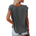 thumbnail image 3 of CIENVNSTG Womens Summer Tops Short Sleeve Crew Neck Shirts Solid Color Cute Trendy Basic Tunic Blouses Gray XXL, 3 of 7