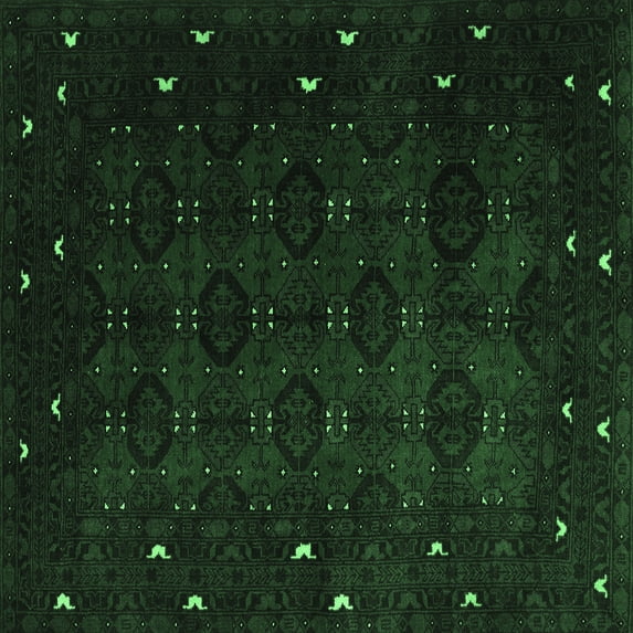 Ahgly Company Indoor Square Persian Emerald Green Traditional Area Rugs, 5' Square