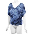 thumbnail image 4 of Made by Johnny Women's V-Neck Short Sleeve Tie Dye Drape Dolman Top XXXL NAVY, 4 of 6