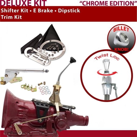 American Shifter AOD Shifter Kit Chrome 8 in. E Brake Trim Kit Dipstick for ED4DB