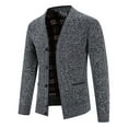 thumbnail image 4 of Men's Cardigan Sweater Button Up Knit Textured Stand Collar Regular Fit Full Zip Fleece Lined Winter Warm, 4 of 5