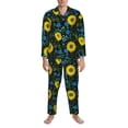 thumbnail image 3 of Balery Sunflowers And Blue Flower Pijama para Hombre de Dos Piezas con Manga Larga, Conjunto de Dormir y Descanso Suave con Bolsillos-Large, 3 of 7