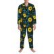 thumbnail image 3 of Balery Sunflowers And Blue Flower Pijama para Hombre de Dos Piezas con Manga Larga, Conjunto de Dormir y Descanso Suave con Bolsillos-Large, 3 of 7
