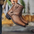thumbnail image 2 of Men's Harness Ankle Boots, Block Heel Work Boots Square Toe Side Zipper Block Heel Casual Short Boots, 2 of 5