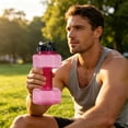 thumbnail image 2 of Dumbbell Water Bottle 2.2L – Portable Gym & Fitness Sports Bottle for Workout Hydration, See-Through Design - Red, 2 of 6