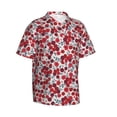 thumbnail image 2 of Daiia Red Hawthorn Hawaiian Shirt for Men Gentle Cotton Regular Short Sleeve Casual-Large, 2 of 9