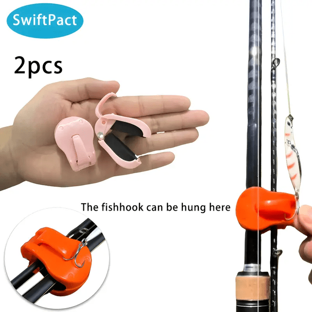 2 Pack Fishing Rod Clips, Quick-Attach Plastic Rod Holder, Tool-Free 1-Hand Grip for Freshwater Tackle