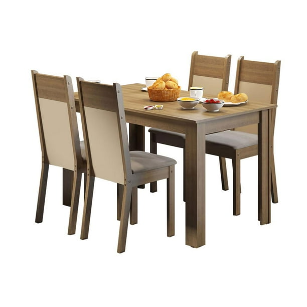 Juego de Comedor Havana con 4 Sillas Marrón/Crema Madesa Comedor