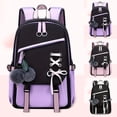 thumbnail image 3 of FUZHIQ Bow School Backpack for Ages 6-12 Plush Pendant Multi Compartment Padded Straps Casual Daily Student Bookbag, Purple, 3 of 5