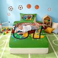 thumbnail image 5 of Manfei Boys Rugby Twin Sheets, Sport Bedding, Green Multicolor 3-Piece(1 Flat Sheet, 1 Fitted Sheet and 1 Pillowcase), 5 of 6