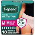 thumbnail image 1 of Depend Fresh Protection Incontinence Underwear for Women, Adult Diapers, M, 18 Count, 1 of 8