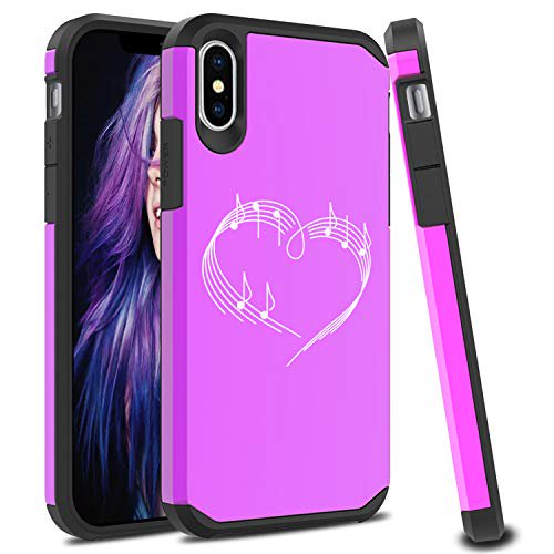 Shockproof Si Impact Hard Soft Case Cover Protector For Apple Iphone Heart Love Music Notes Purple For Apple Iphone Xr Walmart Com Walmart Com