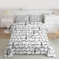 thumbnail image 2 of Homewish Teens Boys Girls Musical Note 3 Pieces Queen Comforter Set,Music Melody Theme Ultra Soft Bedding Sets,Black White Bedding Comforter Set Breathable,Lightweight Room Decor,Reversible, 2 of 8