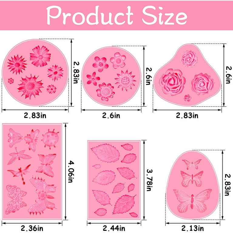 Flower Fondant Molds - 8 Pcs Flower and Butterfly Candy Silicone Molds for  Chocolate Fondant Polymer Clay Soap Crafting Projects & Cake Decoration