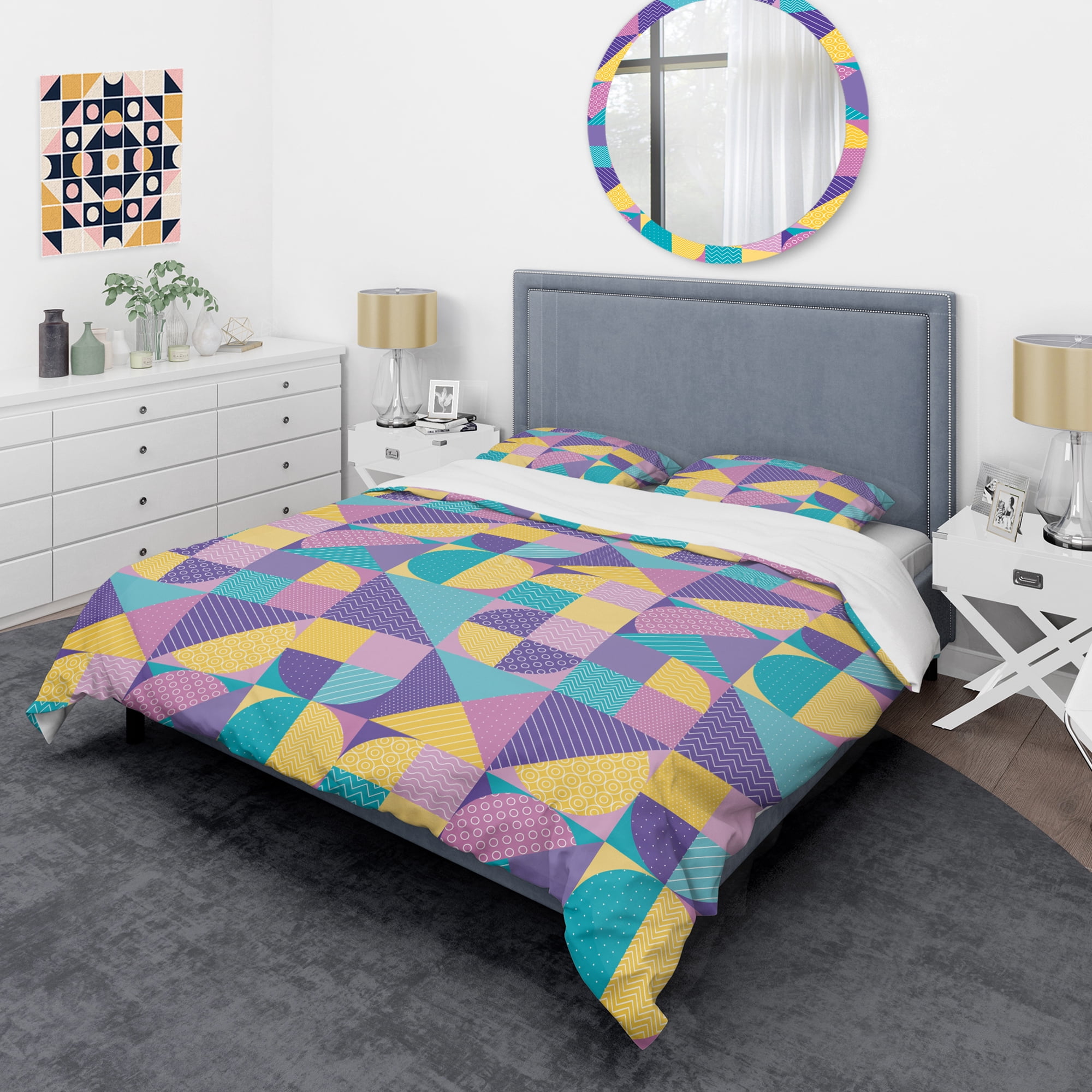 Designart 'Geometrical Pastel Abstract I' Mid-Century Modern Duvet Cover Set