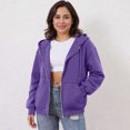 thumbnail image 2 of WTOBBY Women's Off Shoulder Zipper Hoodie Sweatshirt Fashion Clothing Casual Jacket, Modern Cropped Style with Front Pocket and Comfortable Streetwear Look,Purple XL, 2 of 5