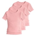 thumbnail image 1 of KyCheLot 3 Pack Ribbed Knit Tops for Girls Crew Neck Solid Color Short Sleeve T-Shirts Trendy Ruffle Trim T-Shirts, 1 of 7