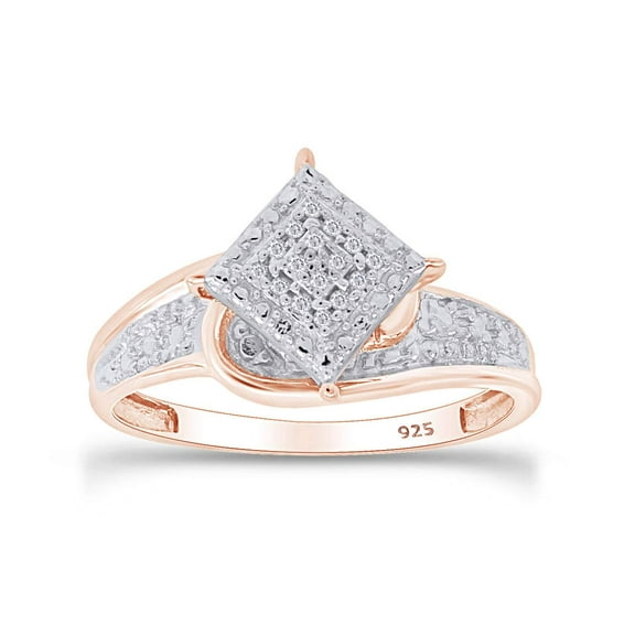 AFFY White Natural Diamond Cluster Ring in 14k Rose Gold Over Sterling Silver