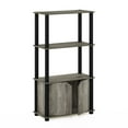 thumbnail image 4 of Furinno Brahms 4-Tier Multipurpose Display Shelf with Door, French Oak Grey/Black, 4 of 7