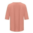 thumbnail image 4 of WTXUE Cotton Tops Basic Tees Casual 3/4 Sleeve T-Shirts Round Neck Tunic Tops Basic Tees Loose Fit Blouses Solid Color Pullover Classy Tops Tops for Women Trendy Thin Shirts Pink 4Xl, 4 of 5