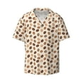 thumbnail image 2 of Lsque Cute Coffee Bean Print print Men's Cuban Collar Short Sleeve Shirt Summer Beachwear Casual Button Down Fashionable Vacation Leisure Shirt-3X-Large, 2 of 7