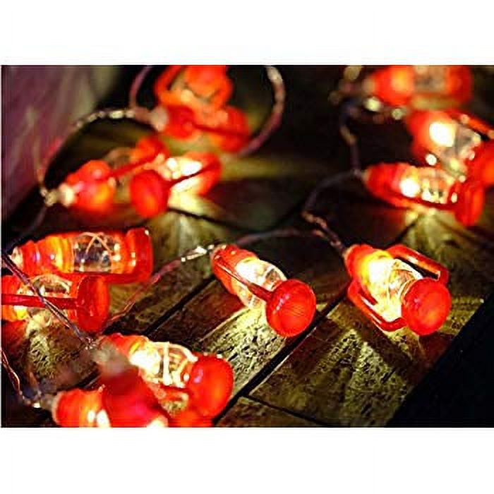 20 LEDs 3M/10ft Mini Retro Red Kerosene Lantern String Lights, Battery Powered Fairy String Lights For For Christmas Decoration ,House,Room,Home Decoration.(Warm White) - image 3 of 4